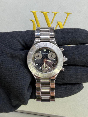 Cartier Must 21 Chronoscaph W10172T2 Quartz Black Dial Mens Watch 90289752