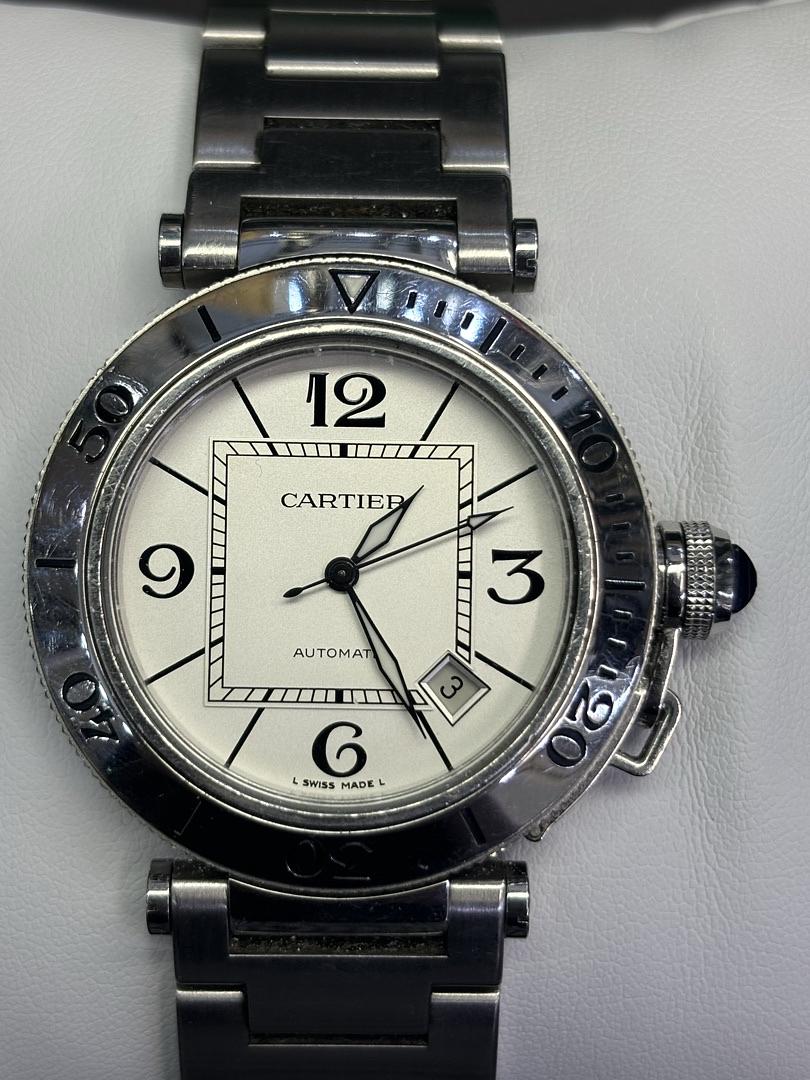 Cartier Pasha Seatimer 40mm Silver dial Stainless steel Model 2790