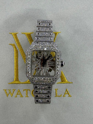Cartier Santos Skeleton Custom Diamond set