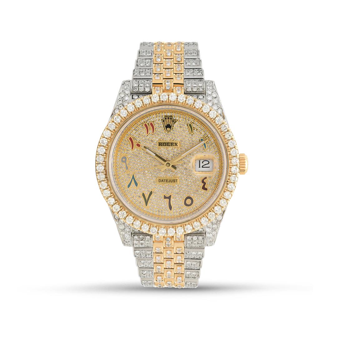 Stacked from 26 images. Method=B (R=8,S=4) Rolex Datejust 41 "Iced Out" - Image 1