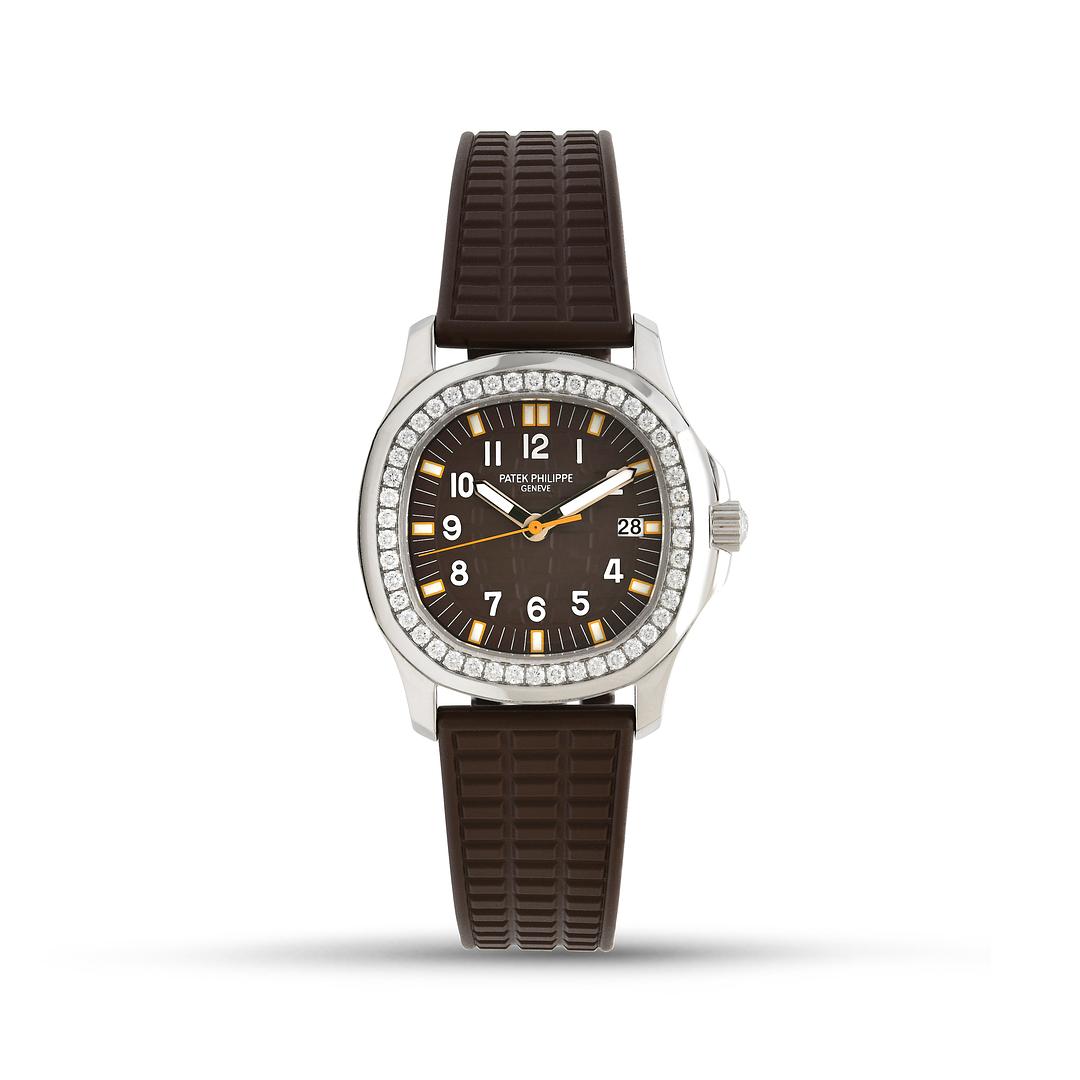 Stacked from 21 images. Method=B (R=8,S=4) Patek Philippe Aquanaut Luce Quartz 5067A-001 Mysterious Brown Dial 35.6mm 2007 Quartz Stainless Steel Papers - Image 1