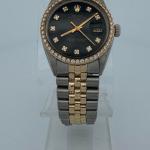 Rolex Date 1505 34mm Two-Tone Jubilee Black Dial Diamond Bezel