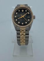 Rolex Date 1505 34mm Two-Tone Jubilee Black Dial Diamond Bezel