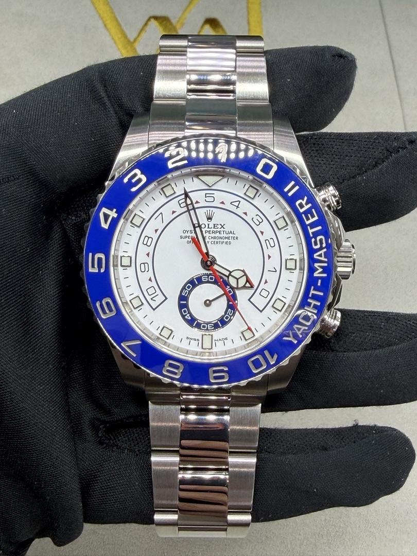 Rolex Yacht-Master 116680 White Dial Blue Ceramic Bezel 44mm