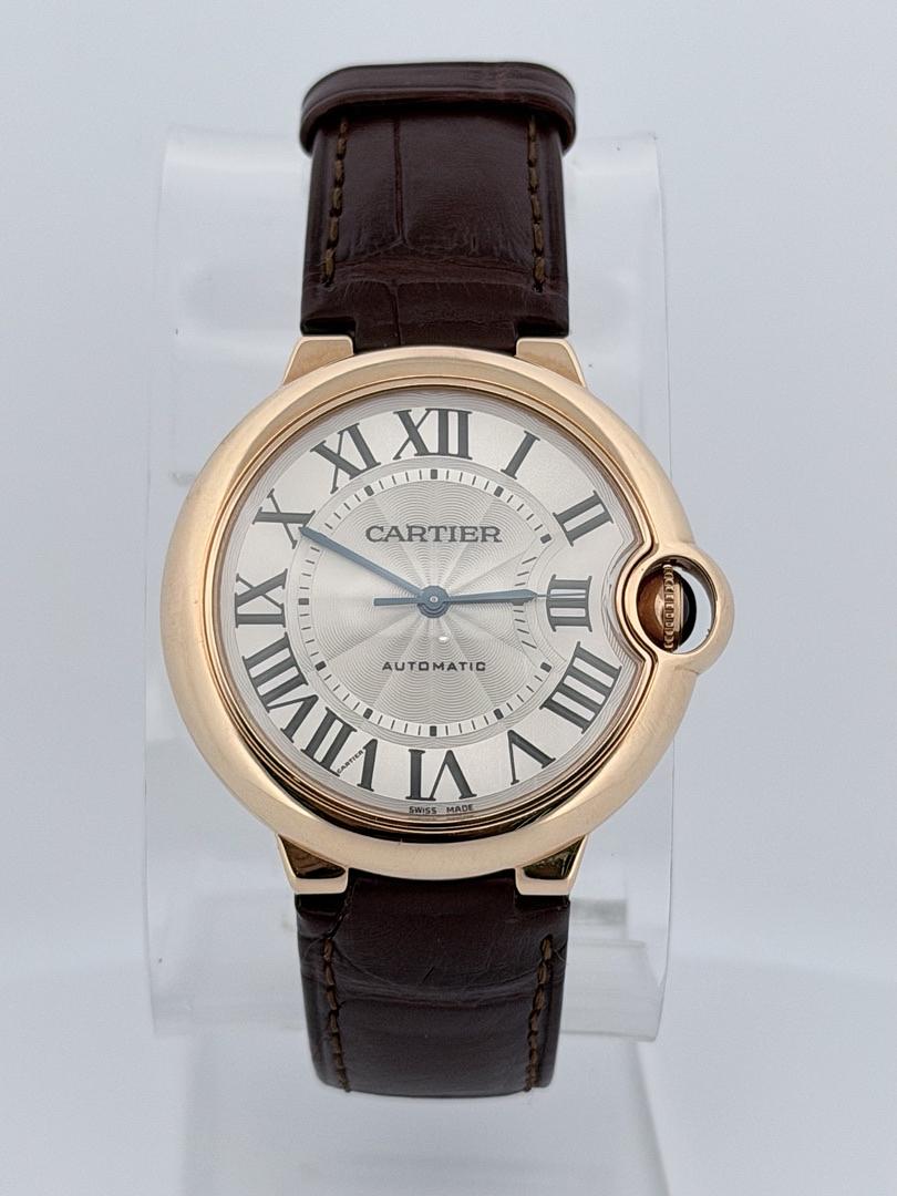 110467024-0 Cartier Ballon Bleu 3003 36mm Leather Band Solid 18K Rose Gold - Image 1