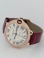 Cartier Ballon Bleu 4342 18K Rose Gold Diamond Bezel Red Alligator Strap - Image 4