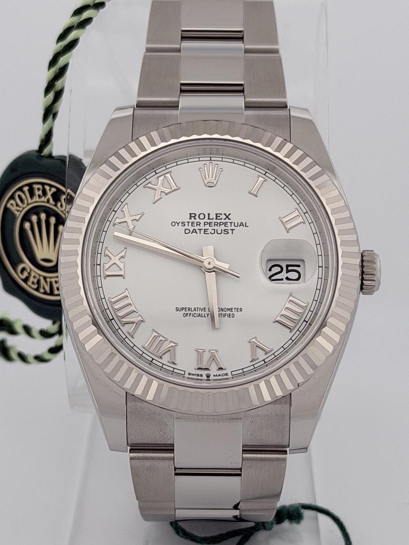 111430532-0 Rolex Datejust 126334 41mm White Roman Dial Stainless Steel Oyster - Image 1