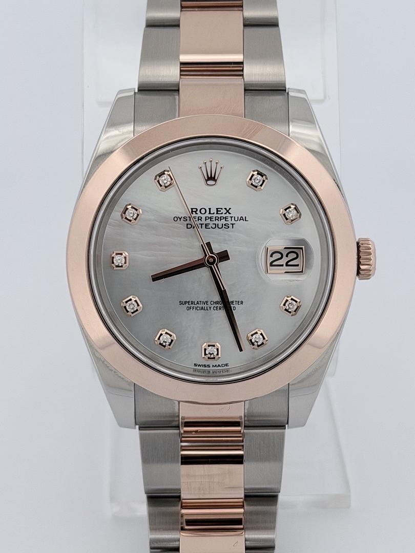101537130-0 Rolex Datejust 41 126301 White Mother-of-Pearl Diamond Dial 41mm 2018 Automatic Steel & 18K Everose Gold Papers $17,900 - Image 1