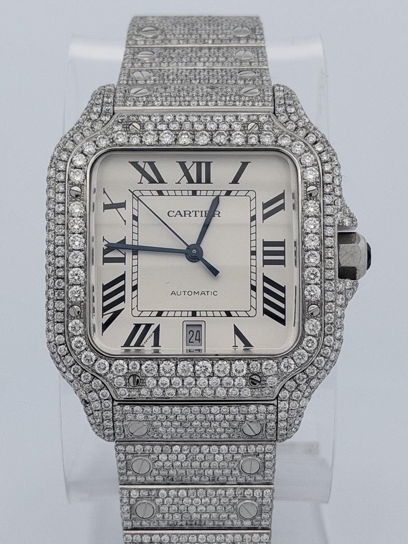 106399306-0 Cartier Santos Large Ice Out Diamonds SS - Image 1