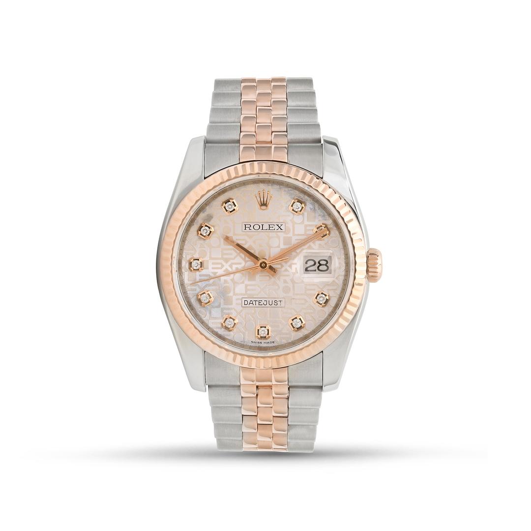 Stacked from 28 images. Method=C (S=4) Rolex Datejust 36mm Two-Tone Rose Gold & Stainless Steel Jubilee - Image 1