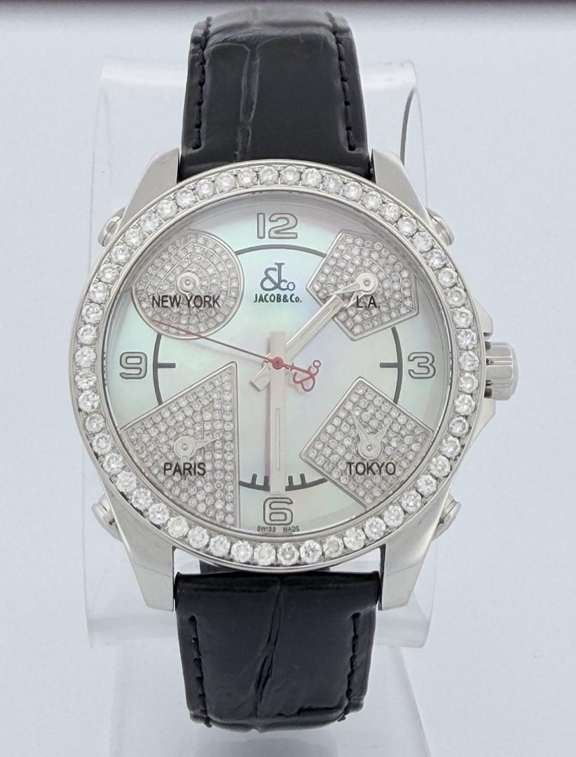 109368913-0-37 Jacob & Co Five Time Zone 42mm Pink Dial Diamonds Quartz - Image 1