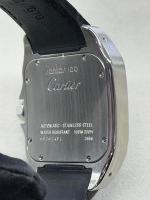 Cartier Santos 100 Large Stainless Steel with Black Leather Strap - Image 4