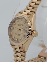 Rolex Lady-Datejust President 69178 26mm Factory Champagne Diamond Dial 18k Yellow Gold President Bracelet Fluted Bezel - Image 3