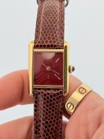 Cartier Tank Vermeil Les Must 3 061158 17mm Burgundy dial Gold Plated on Silver (925) Box & Papers - Image 7