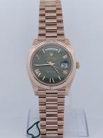 Rolex Day-Date 40 228235 60th Anniversary Olive Green Dial President 40mm 2024 Fluted Bezel Automatic Everose Gold 23 Links Full Set