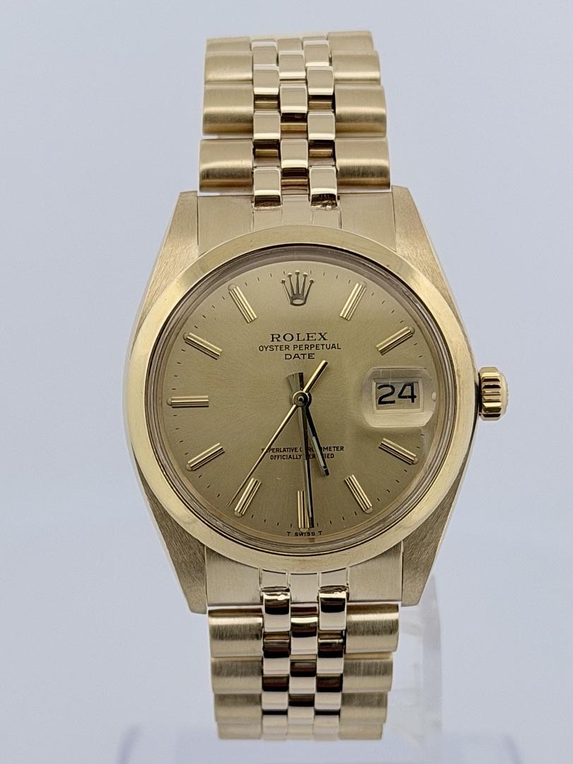 115253100-0 Rolex Date 1503 Champagne Dial 34mm Automatic 18K Yellow Gold Circa 1980 Jubilee Band Naked - Image 1